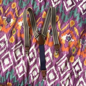 Striped Brown and Blue Suspenders